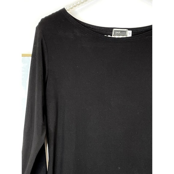 Sympli Black 3/4 Sleeve Polyester Blend Boat Neck Top SZ 10 - Picture 2 of 7